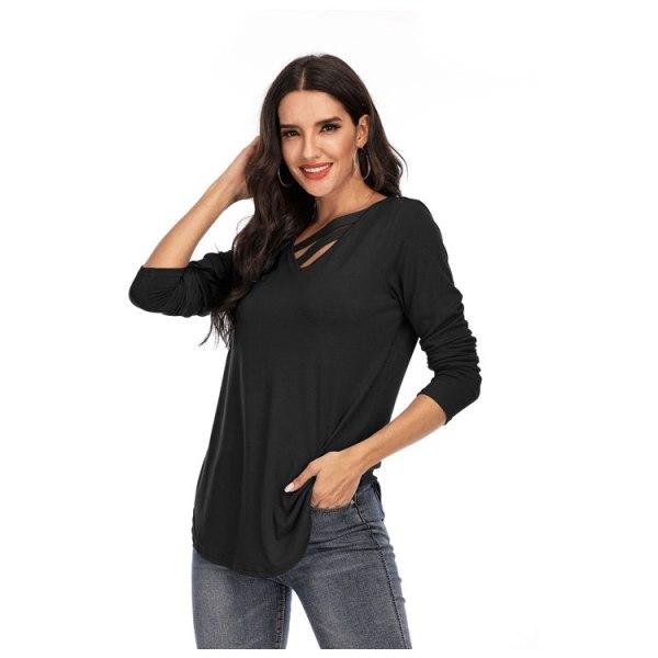 Women's Short/Long Sleeve V-Neck Tops Loose Tunic Tops Irregular