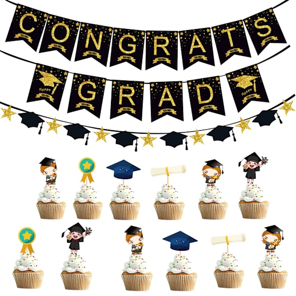 Grattis Grad Graduation Party Set Dekoration Banner Lim