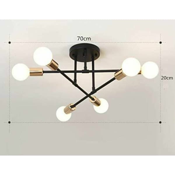 Moderne loftslampe, retrolampe 6 lys, E27 industriel pendel