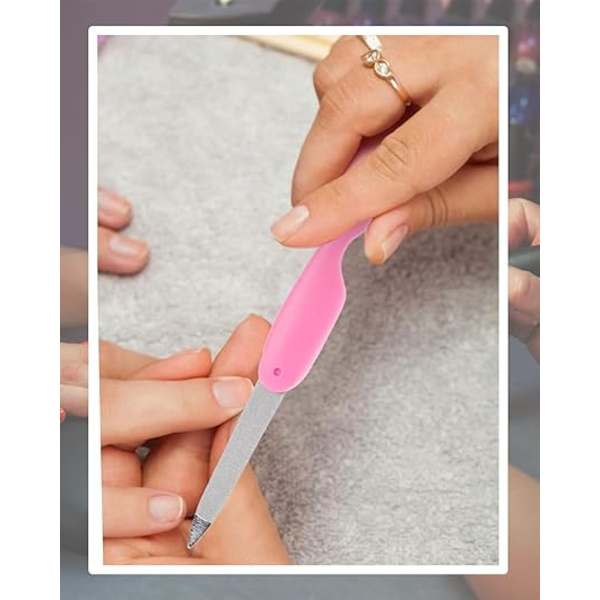 6 st Fällbara Nagelfilar Nagelkonstverktyg Stor Nagelfil Metall Nagelpolsverktyg Trimmande Nagelfil (Svart och Rosa)