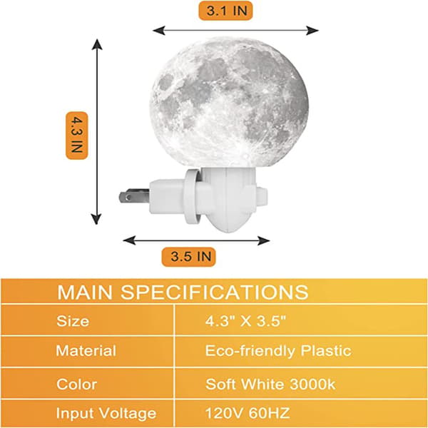 Plug In Lunar Moon Lamp Nattlys