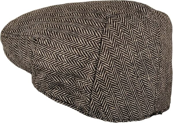 Hatt for menn i klassisk fiskebensmønstret tweed-ullblanding