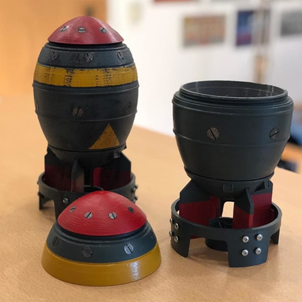 Mini Nuke Bomb Oppbevaringsboks, Kreative Kunsthåndverk i Harpiks, 3D Mini Retro Modellrakett Oppbevaringsboks i Harpiks, Nøkkel Oppbevaring Dekor Liten Boks