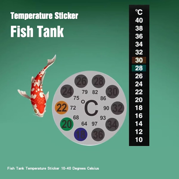 Akvarietermometer Klistermærker til Glasbeholder Vandtemperatur Test 10 og 40 Grader Celsius