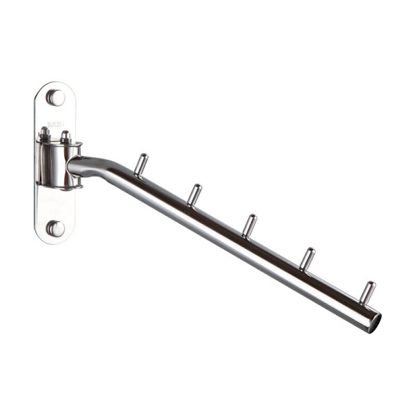 5 kroker rustfritt stål veggmontert klesstativ, veggmontert klesstativ, sammenleggbar, veggmontert klesvifte - plassbesparende svingbar veggkrok/garderobe
