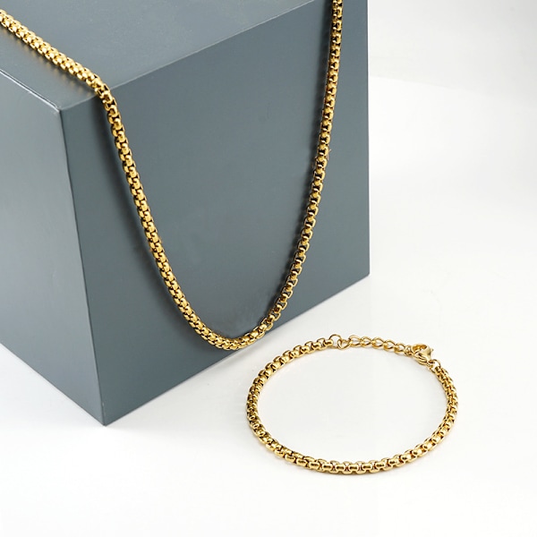 18K rustfritt stål firkantet kjede armbånd for menn og kvinner Simpl