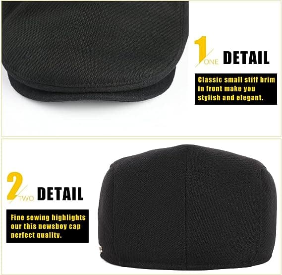 Hatt for menn, justerbar flat beret caps Baker Boy Hat Flat Caps høst vinter