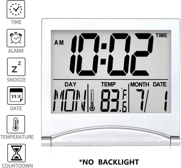 Digitalt rejsevækkeur - Foldbart kalendertemperaturtimer