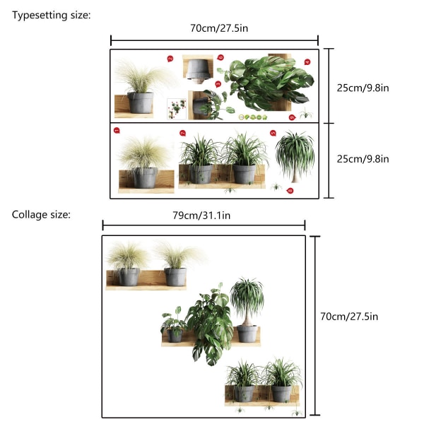 Étagère murale plante verte autocollants fond décoration murale s