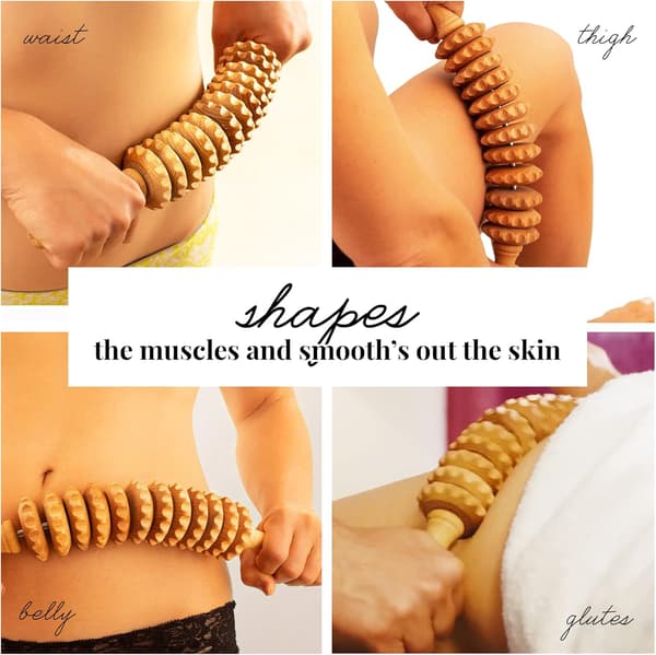 Tilbehør Anti Cellulite Massager Lår Massage Roller Enhed Maderoterapi Træ 40 cm