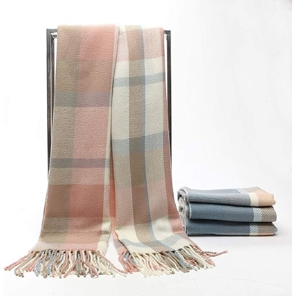 2 stk Vinter skjerf Kvinner Rutete Langt Varmt Skjerf Stor Myk Sjal Skjerf Kvaster Elegant Wrap Sjal Skjerf (200*50cm)