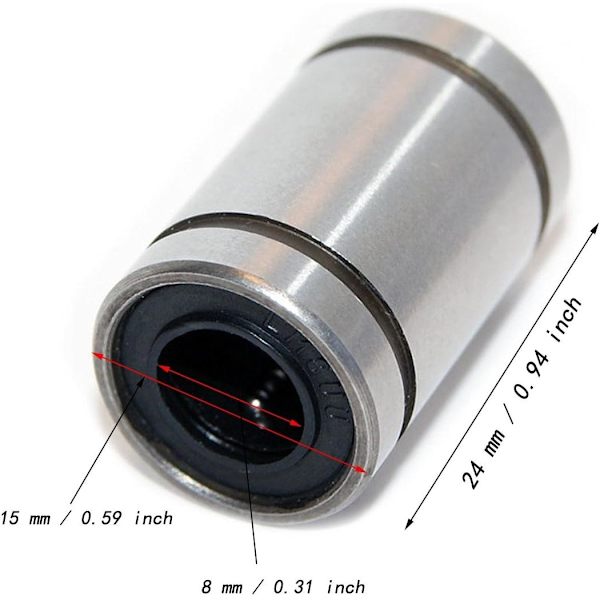 12 stk LM8UU Lineærlager for 3D-printer, RepRap Prusa Mendel D