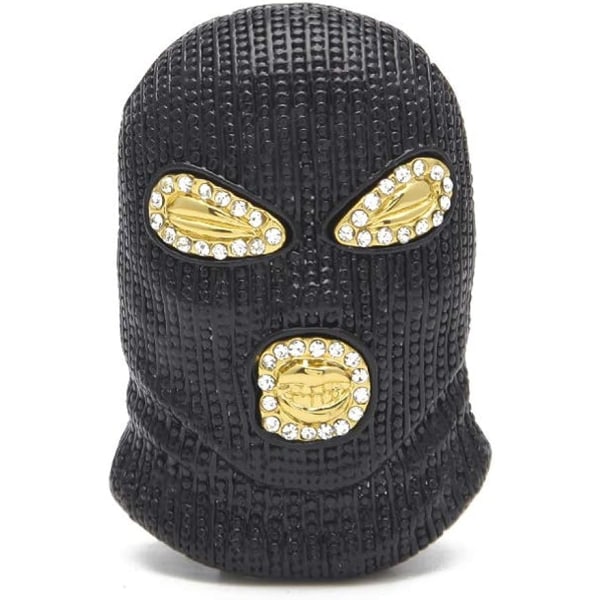 Hip Hop Nightclub Bars Pläterad Bling Crystal Out Mask Hänge Kubansk Kedja Halsband