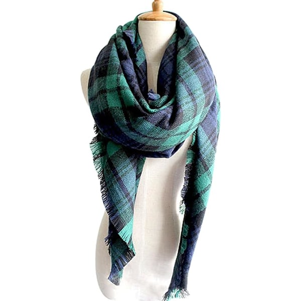 Retro Tartan Skjerf for Kvinner, Mykt Rutete Skjerf, Wrap, Sjal, Teppe-Skjerf