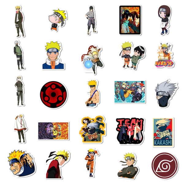 50-pack Naruto-klistermärken Vattentät vinyl tecknade klistermärken Vatten B