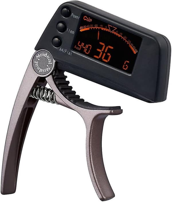 Digital Gitarrstämapparat och Capo Specialistverktyg 2 i 1 för Gitarr Bas Ukulele Banjo Violin Mandolin Kromatisk