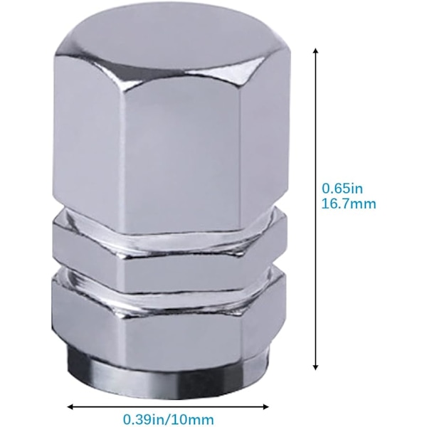 8 Aluminium Dækventilhætter med Hex Samling Universal Dækventil