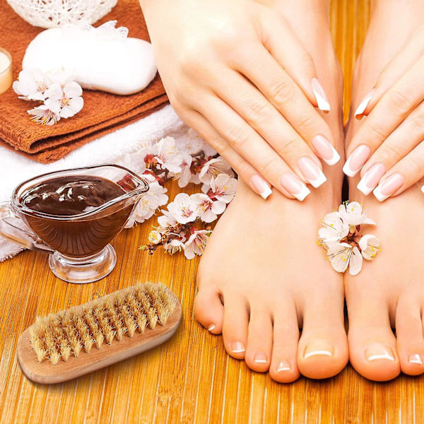 Nagelborstar i trä, nagelrengöringsborstar, dubbelsidig skrubbträ