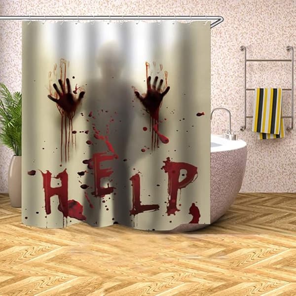 71 tum x 71 tum Halloween duschdraperi foder fönstergardiner,