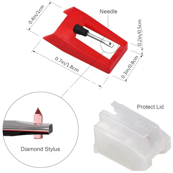 Pieces Platespillernåler, Platespiller Nåler, Utskiftbare Stylusnåler, Platespiller Stylus Diamanter, Nåletilbehør, Platespiller Diamant for Vinyl