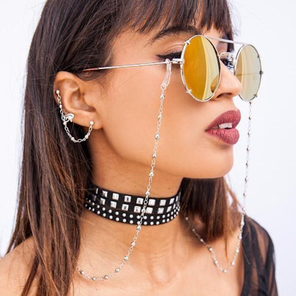 2 st Kvinnors Mode Halsband Glasögonkedja Pärlad Glasögon Läsning