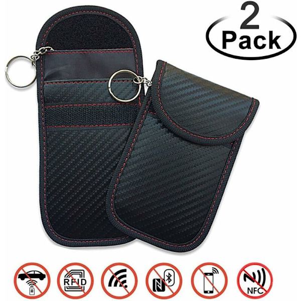 Bilnyckelskydd [2-pack], Fjärrnyckelskyddspåse, Strålskyddspåse Blockerar RFID, NFC, Anti-Hack Auto Blocker,13*8cm