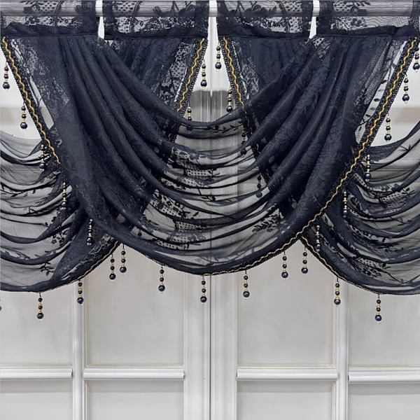 Blonder Waterfall Valance Vindusgardin Blomsterbrodert Semi Sheer Kitche