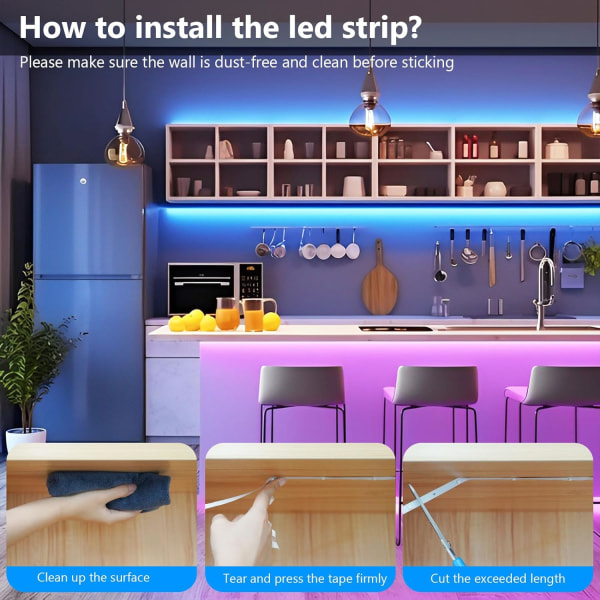 20m LED-stripe, soveroms-LED, lys LED-stripe kontrollert av Bluetooth-app eller