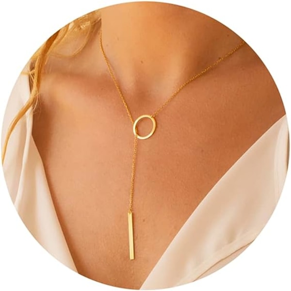 Lariat halsband för kvinnor, läckra guld långa halsband 14k guld Pl