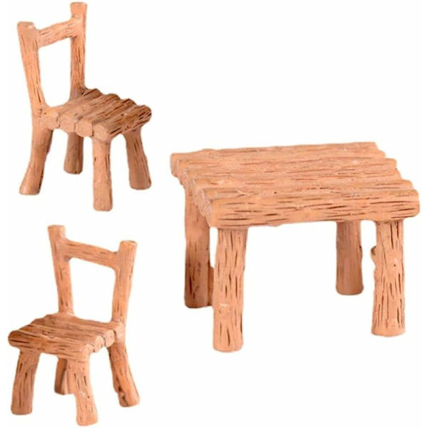 Søt miniatyr bord og stol sett harpiks eventyrhage møbler ornament mikro landskap dekor