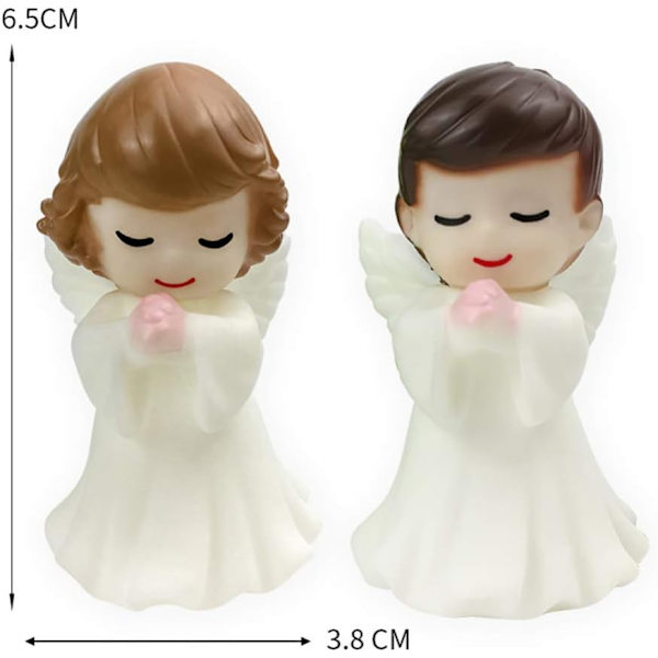 Englefigurer Miniature Ornament Håndlavet Skulptur Dekoration til Bil Skrivebord Bryllupskage Topper Jul Bryllupsgave 2stk(Dreng og Pige)
