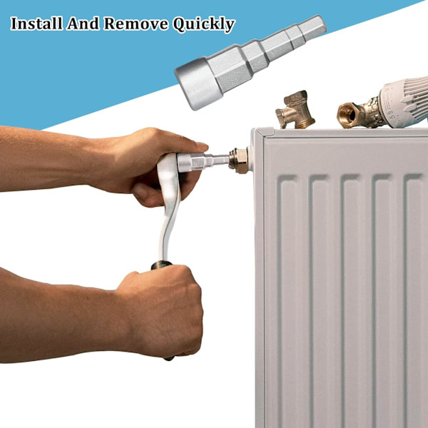 Universell Trinnvis Ventilnippel-nøkkel, Sanitær- og Radiator-skralle-nøkkel med Innvendig Firkant-kontakt 5 Størrelser, 1/2, 3/8, 1-1/4, 3/4, 1/4\"