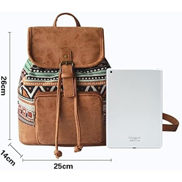 Ryggsäck Handväskor Etnisk Bohemian Canvas Ryggsäck för Shopping Da