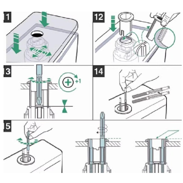 Toilet-skylleknap med dobbelt skylning kompatibel med D2D WC-kassette AH0001800R 822043001 Croissant Dobbelt skylning Kort rækkevidde