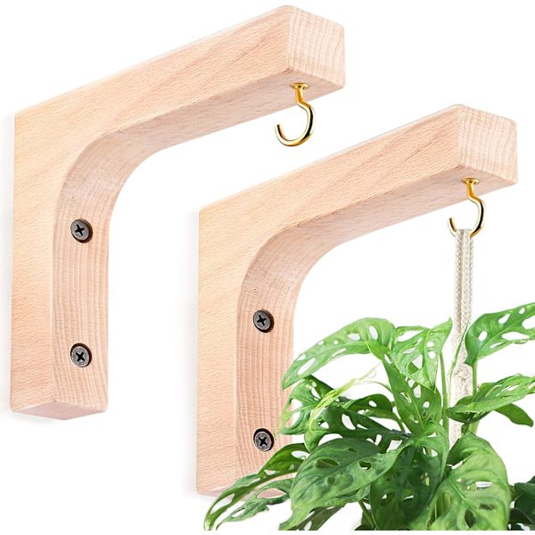 2 sæt ophæng til hængeplanter, indendørs ophæng til planter, træophæng
