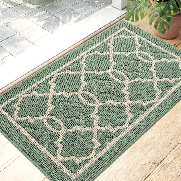 Liukumaton oviaukon matto, sisä- ja ulkokäyttöön | Imuva ja kestävä, konepesu, pölynpoistava - 50 x 80 cm, vihreä