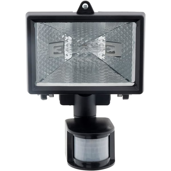 150W black halogen floodlight with sensor