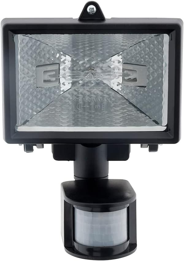 150W sort halogen projektør med sensor
