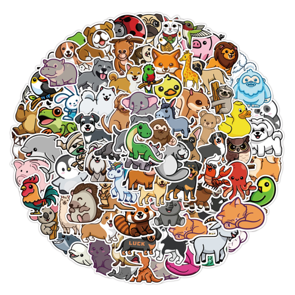 100Pcs Cute Animal Stickers,Vinyl Waterproof Stickers for Laptop,