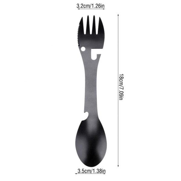 2 stk. Multifunktionel rustfrit stål gaffel ske, 5 i 1 Spork