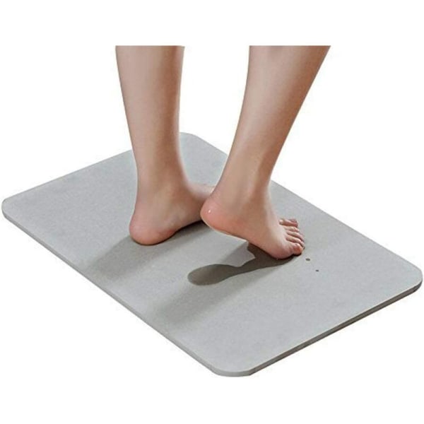 (Grå) Diatoméjord Bademåtte Bademåtte Skridsikker Brusebadsmåtte til Badeværelse 60 x 40cm Gray