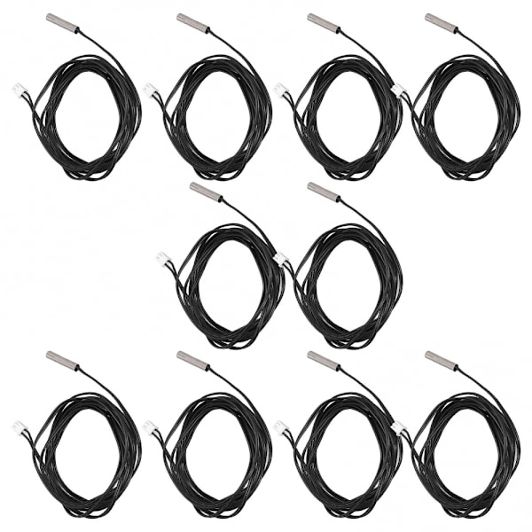 NTC-termistor-sensor 15K B3950 Temperatursensor 10 stk sylindrisk hode 5x25mm 2 meter kabel