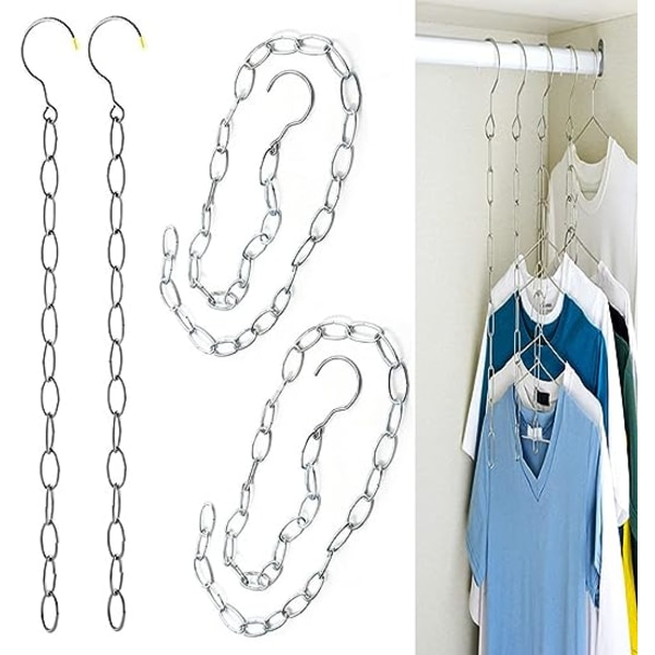 4 stk plassbesparende kleshengere, 50 cm plassbesparende magisk kleshenger multifunksjonell plassbesparende kleshenger magisk kleshenger metall rustfritt stål kleshenger arrangør, for jeans skjørt T-skjorter