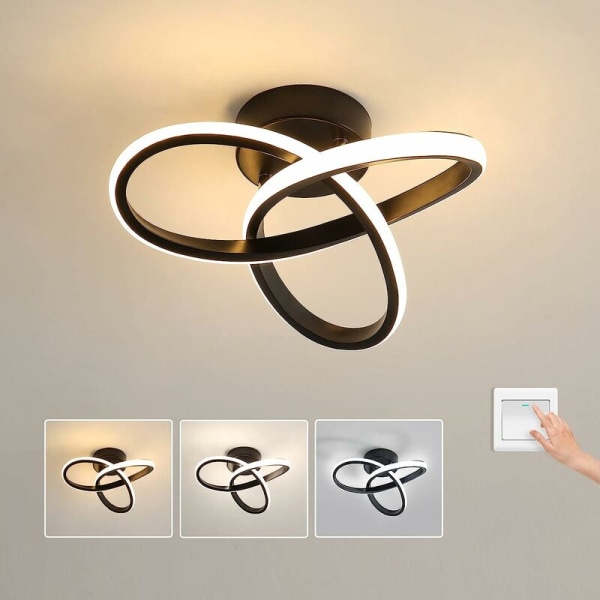 Moderne LED-taklampe, 12W 2200 Lumen taklampe, svart taklampe for