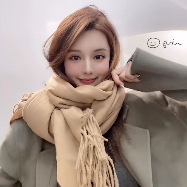 Dammjuk cashmere sjal halsduk khaki 200cm*80cm