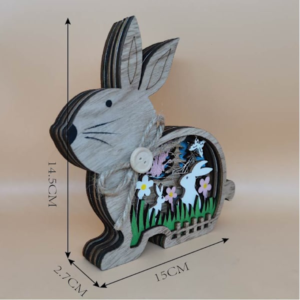 3D Ljus Upp Påsk Trä Vår Dekor Kanin Ägg Påsk DIY Bordsskiva Hantverk för Glad Påskdag Barnrum Hem Gåva, Lysande Påskdekor