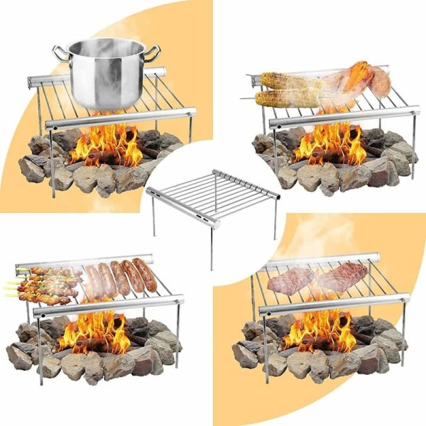 Rostfritt stål bärbar grill, minigrillgrill, bärbar campinggrill, utomhus bärbar hopfällbar grill, enkel bärbar grill för hem-BBQ, utomhuspicknick