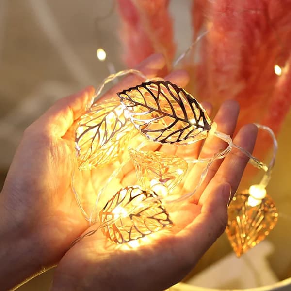 Metallblad Fe Lys, 3M 20 LED Lysstreng, USB Fe Lys
