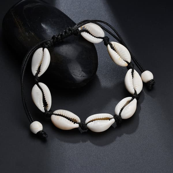 Ocean Shell Armband Enkelt Handgjord Vävda Knut Conch Armband