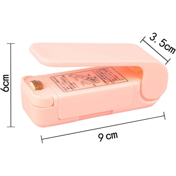 Miniposeforsegler, termisk poseforsegler for bærbar pose, bærbar poseforsegler for oppbevaring av plastposer mat snacks kjeks frisk (rosa)